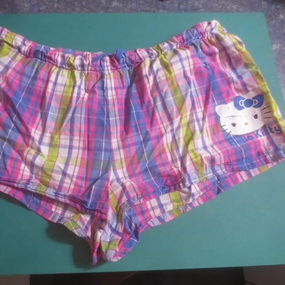 Hello Kitty Plaid 100% Soft Cotton Pajama Sleep Shorts - Size XL Women's. - Picture 11 of 12